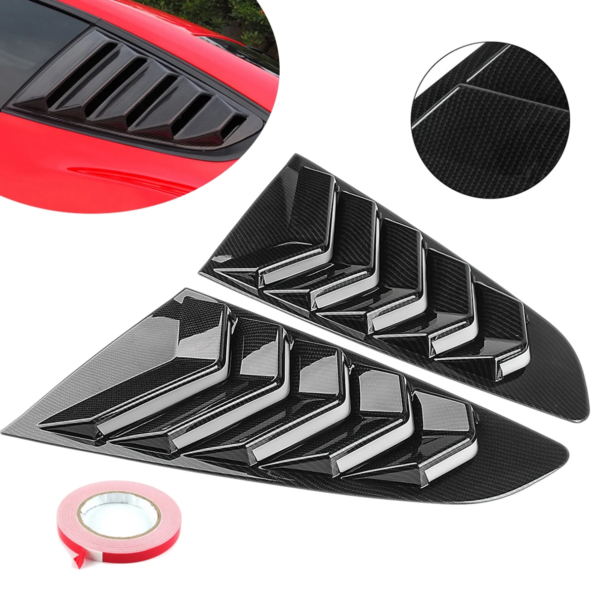 

Pair Rear Carbon Fiber Exterior Side Air Window Intake Vents Fenders Trims Decoration Cover for Ford for Mustang 2015 2016 2017