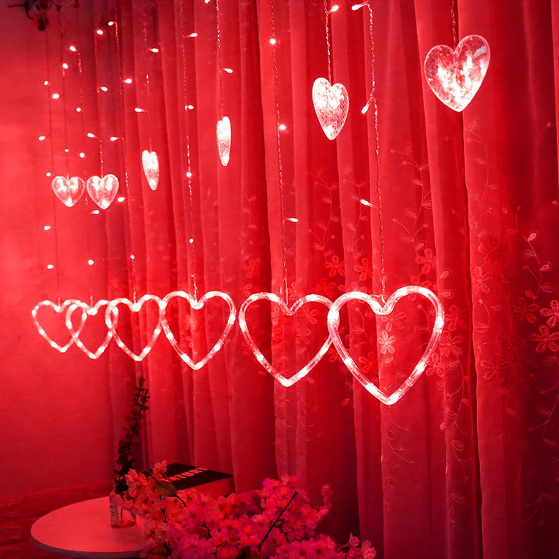 Светодиодный подвесные занавески в форме сердца, гирлянда, рождественская Свадьба, романтическое украшение для дома, Прямая S7 35