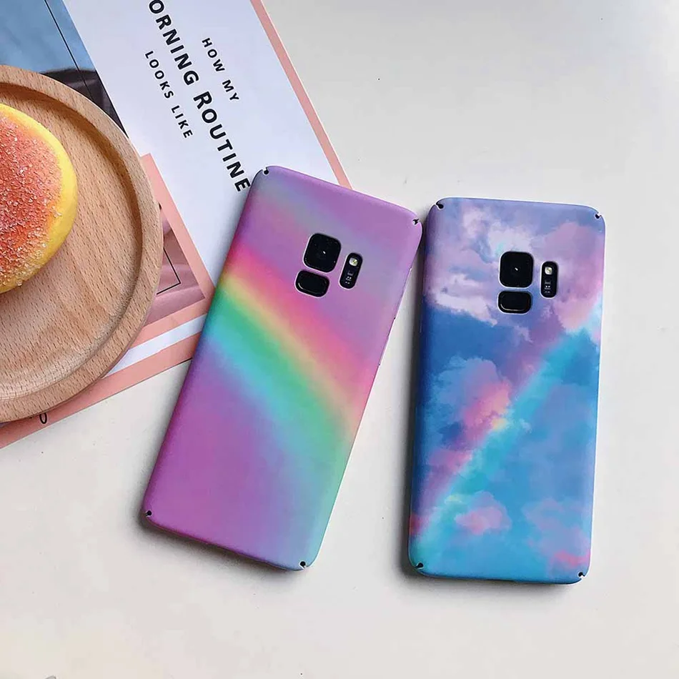 

VIAERSON Rainbow Pattern Case For Samsung Galaxy Note 8 9 S8 S9 Hard Matte Colorful Case For Samsung Galaxy S8 S9 Plus S7 Covers