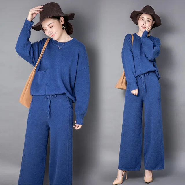 Special Price Pullover Real Pull 2018 New Women's Knit 2 Sets Of Temperament Sweater Thickened Casual Wide-leg Pants Two-piece Suit Female Special Price Pullover Real Pull 2018 New Women's Knit 2 Sets Of Temperament Sweater Thickened Casual Wide-leg Pants Two-piece Suit Female