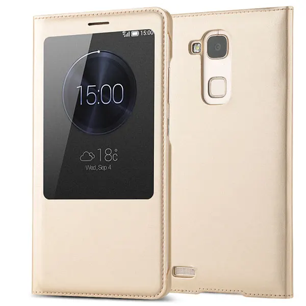 FDCWTS для huawei Ascend mate 7 Smart View функция автоматического сна функция рукав сумка кожаный чехол откидная крышка Подставка Кобура Оболочка - Цвет: Золотой