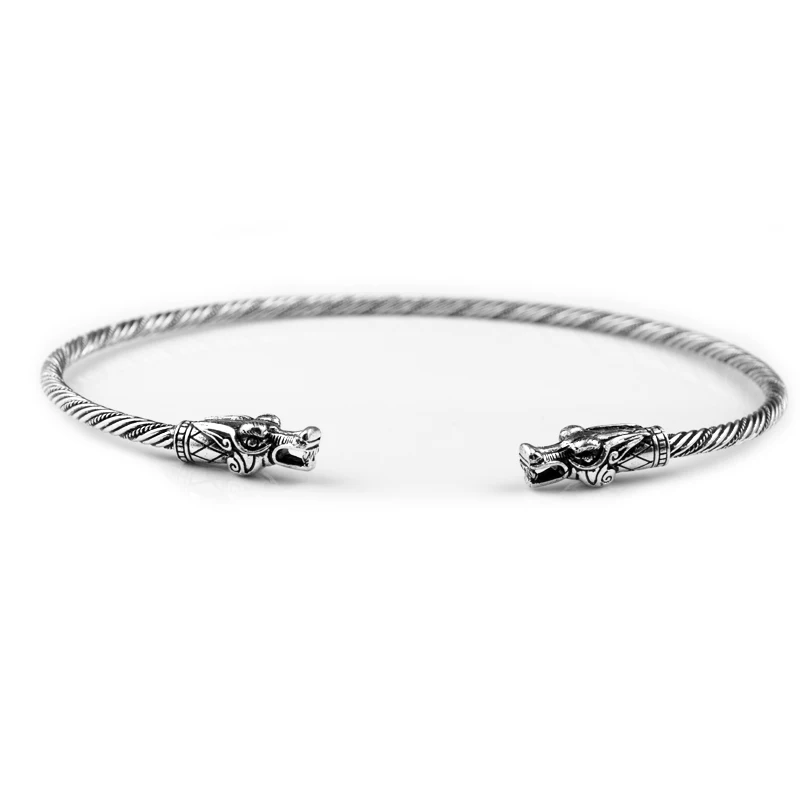 

Dragon Collar Necklace Silver Metal Torques For Men Adjustable