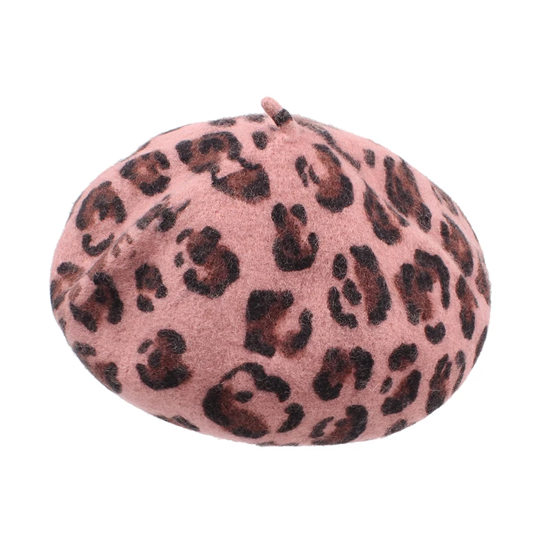 Новая Сексуальная женская шапочка с леопардовым принтом, шерстяной Регулируемый берет, элегантная женская осенне-зимняя французская