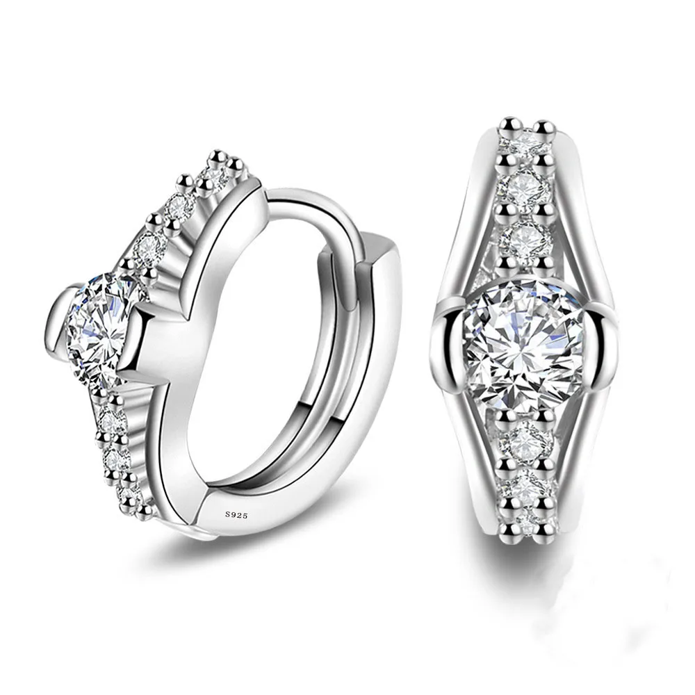 

Authentic 925 Sterling Silver Sparkling Geometry AAA CZ Crystal Exquisite Stud Earrings for Women Engagement Fine Jewelry Gift