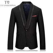 TIAN QIONG, Повседневный Модный деловой мужской роскошный бренд, на одной пуговице, приталенный мужской черный однотонный костюм, Раздельный Блейзер/пиджак