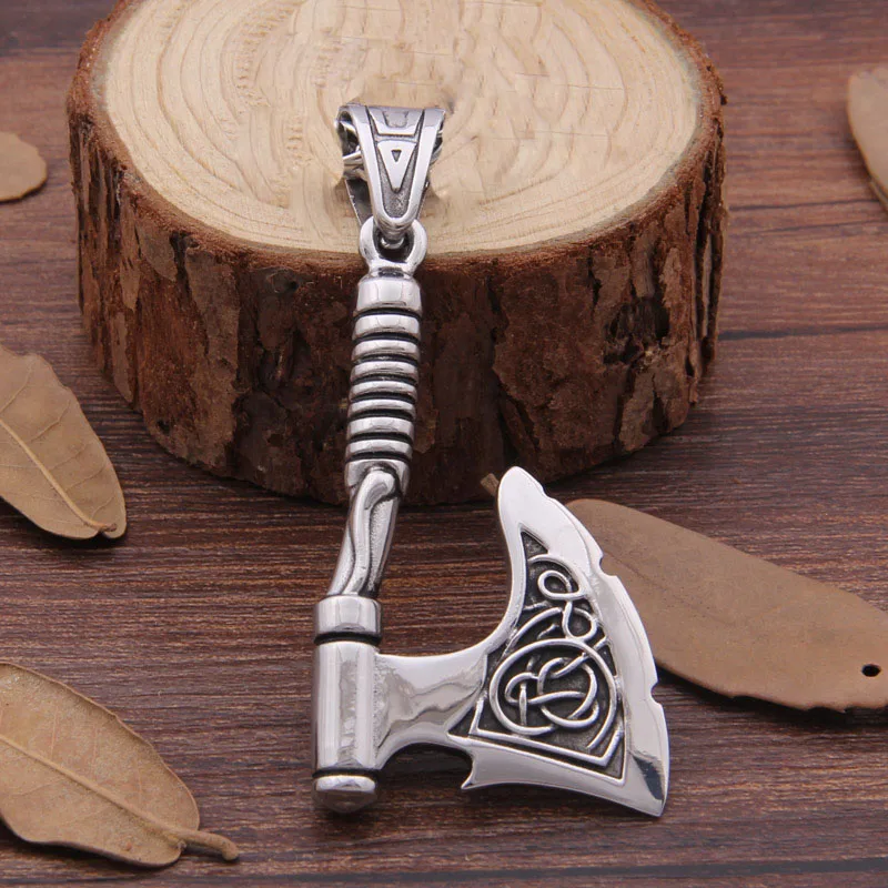 316 нержавеющая сталь Viking Ax ожерелье с подвеской Rune Ax открывалка для бутылок подходит для мужчин подарок - Окраска металла: just pendant