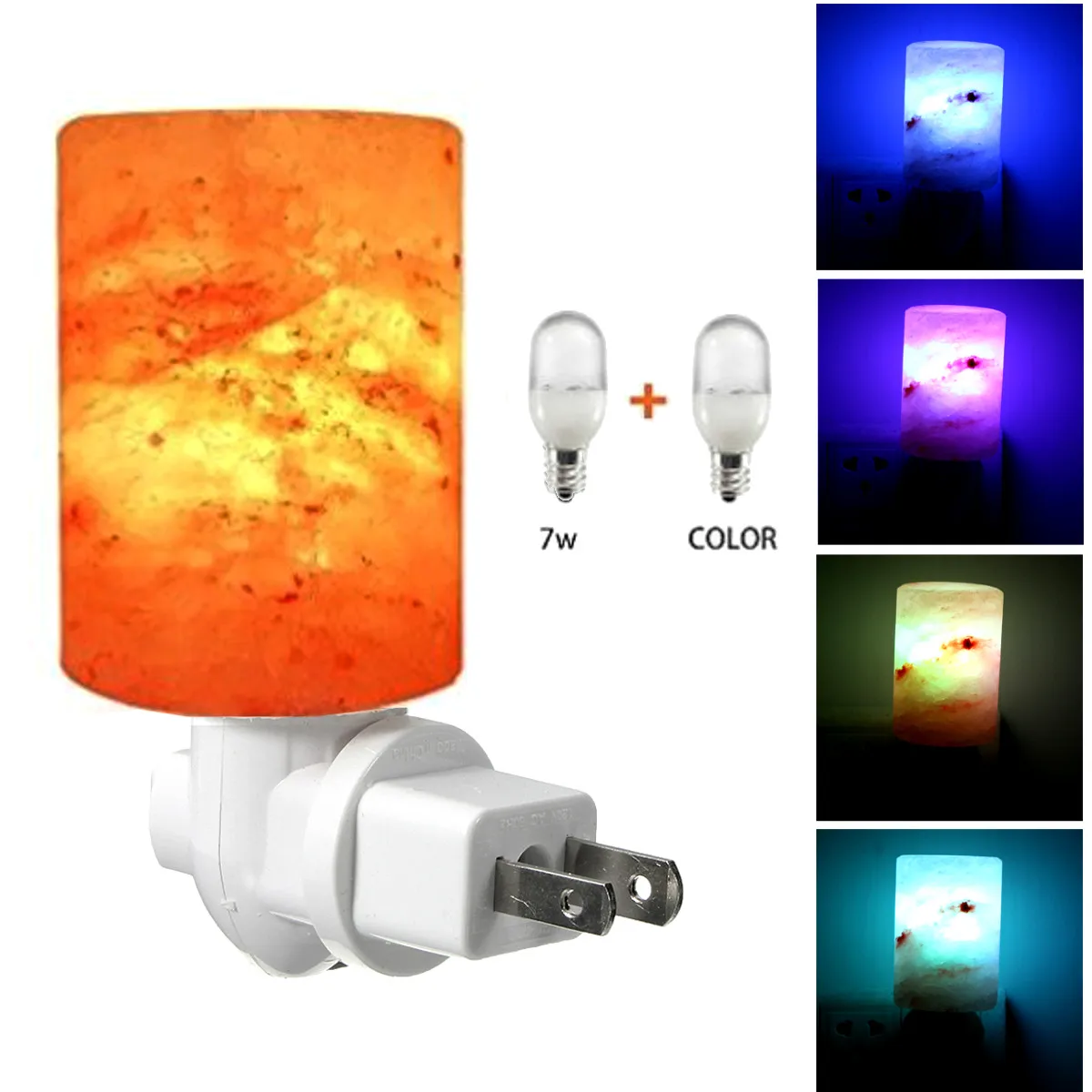 

Mini Himalayan Salt Crystal Cylinder Shape Wall Night Light Color Changeable Lamp Fixtures Bedside Bedroom Home Decoration Gift