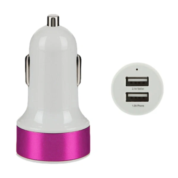 Автомобильный Зарядное устройство для адаптера переменного тока зарядное устройство с двумя USB 2-Порты и разъёмы для iPhone 4 5S Samsung GALAXY розово-красный