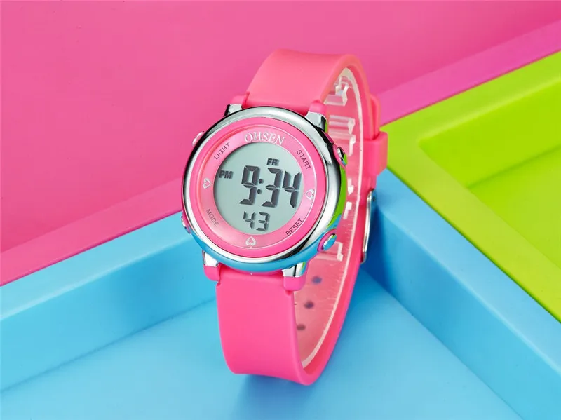 Дети часы детский цифровой светодиодный Мода Спортивные часы Симпатичные Мальчики Девочки наручные часы Водонепроницаемый подарок часы будильник Для мужчин часы OHSEN