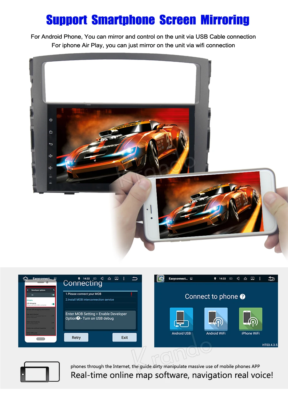 Perfect Krando Android 7.1 9" (no dvd) car audio navigation gps for Mitsubish Pajero 2006-2011 radio multimedia entertainment system 10