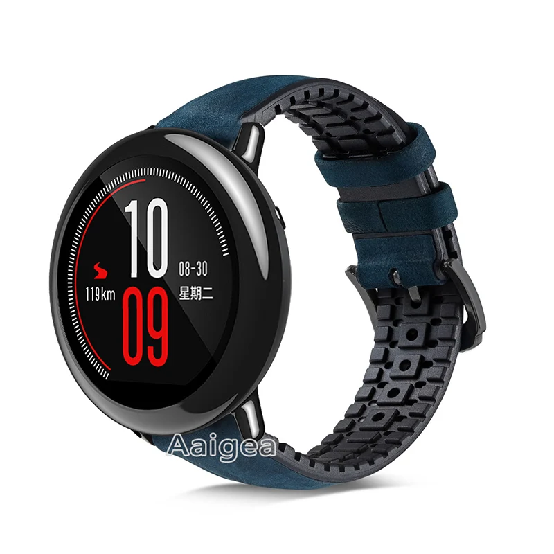 Модный кожаный силиконовый ремешок для часов Ремешок Для Xiaomi Huami Amazfit PACE Смарт часы замена 22 мм браслет для ремня браслет - Цвет: Matte Blue