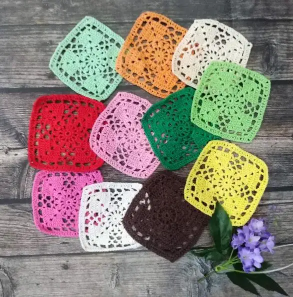 

Modern Christmas Placemats Cup Mat Coasters Table Mats Cotton Crochet Place Mats Doily Table 10cm Square Placemat Kitchen Pad