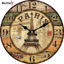 MEISTAR 5 Patterns Vintage Decorative Tower Wall Clock Silent Durable Wall Watches Home Decor Large Elegant Wall Clocks