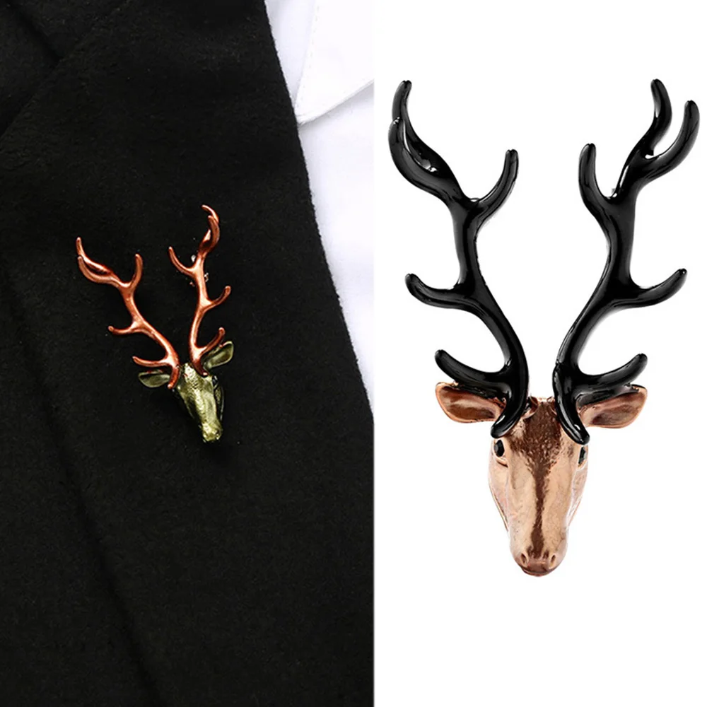 

Classic Long Horn Deer Elk Head Brooch Christmas Deer Collar Pin Brooches Men And Women Jewelry Creative Animal Brooches Pin