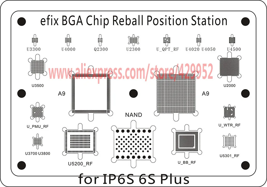 Efix BGA чип Reball Stencil A8 A9 A10 паяльная станция паяльник сварочный флюс фиксация iPhone 6 6s 7