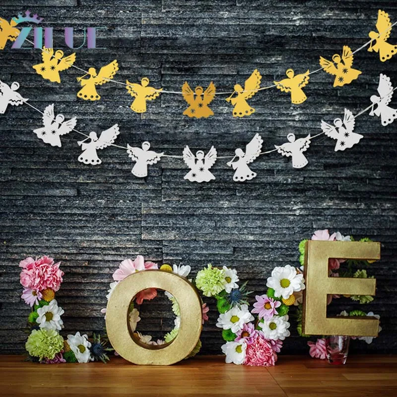

Zilue Angel Paper Garland New Year's Day Holiday Banners Hanging Flag Garland Party Dress Christmas Festival Banners Supplies