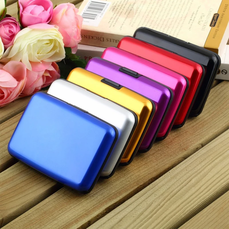 

New Security Aluminum Practical Credit Card Bag Black Flat Page With 6 Slot Protector Card Holders Travel Shopping Card Sets