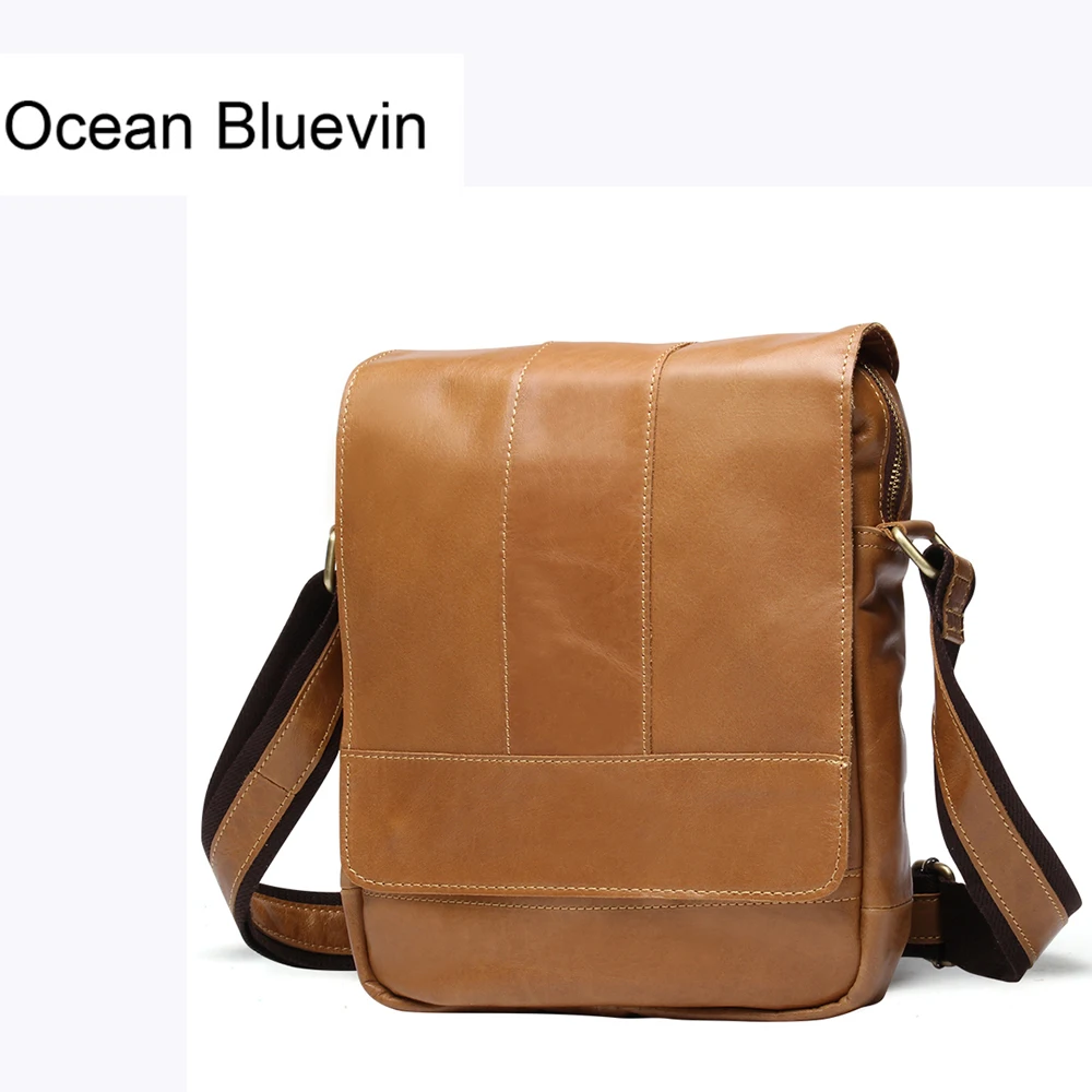 

OCEAN BLUEVIN New Men's Bags Genuine Leather male Travel Crossbody Bags Casual Flap Men Leather Messenger Bag Men's Shoulder Bag