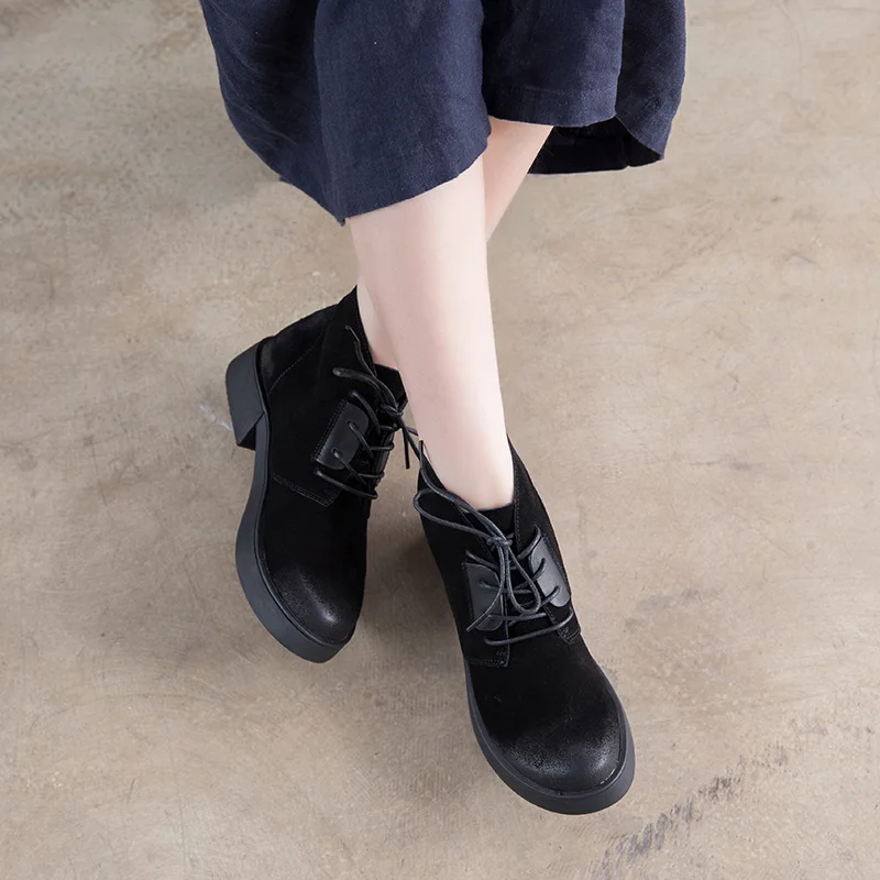 Suede Angle Boots Genuine Leather Women 2017 Fall,