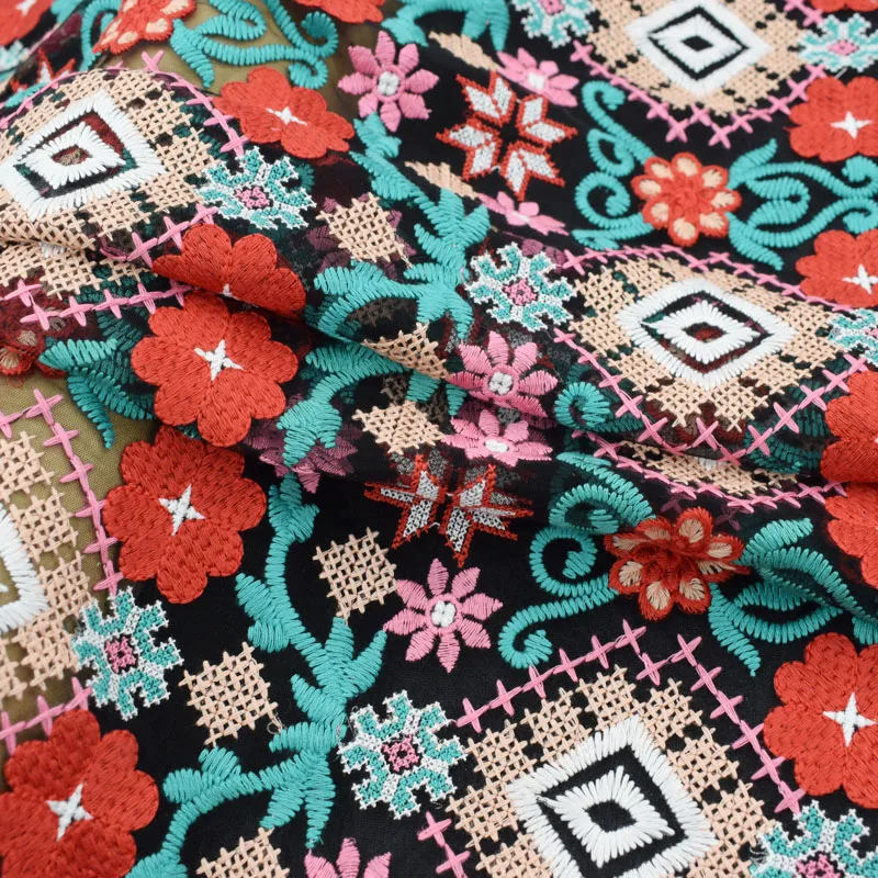 Вышивка крестом Сетчатое вышитое кружево ткань для летнего платья bazin riche getzner telas por metro tissus au metre tissu tela