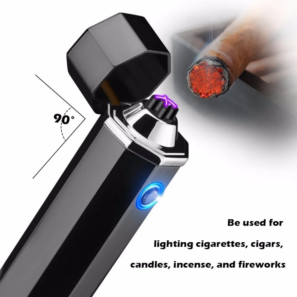 New Cross Double Arc Lighter Plasma Windproof Pulse Cigar USB Lighters