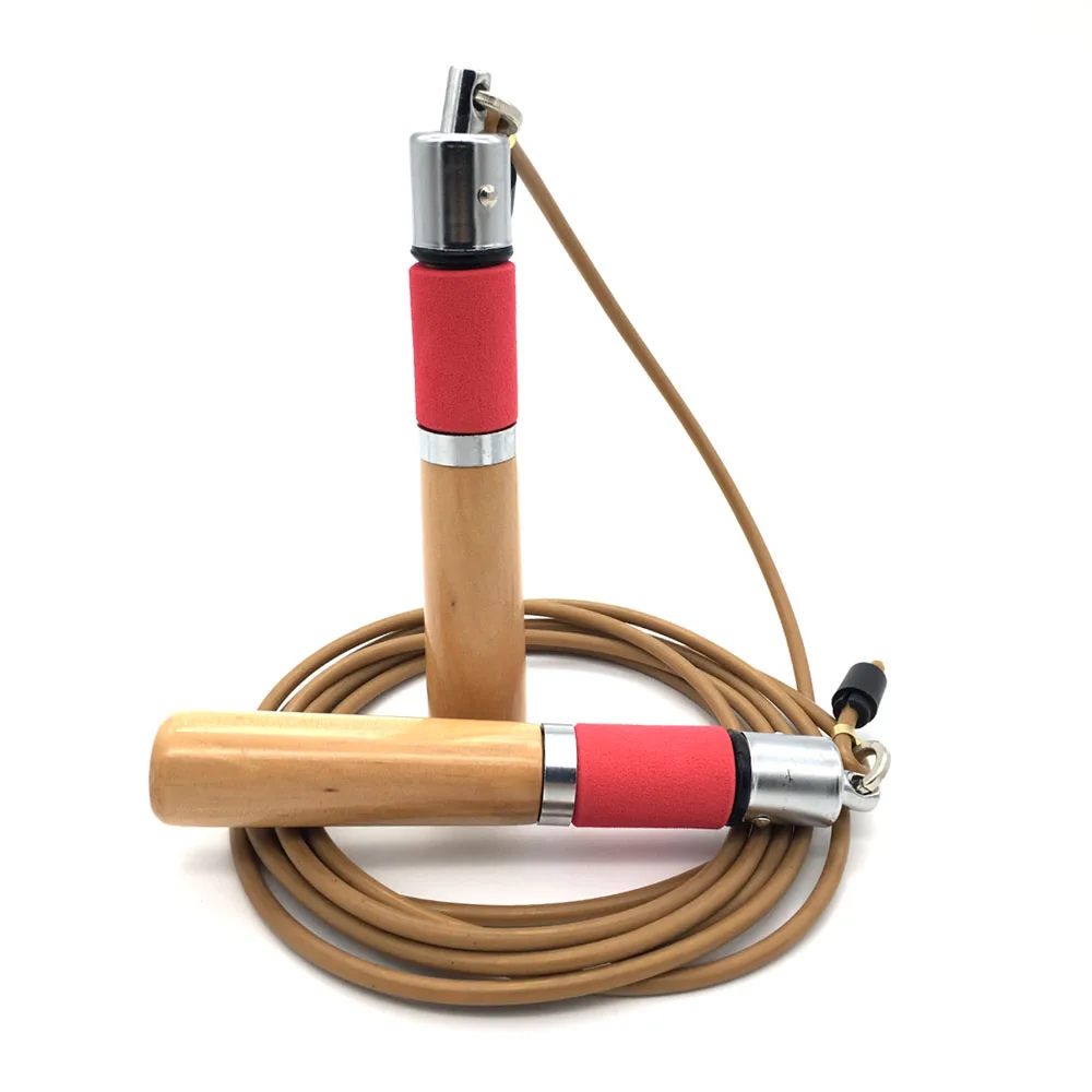 

Fitcoach Two kinds of colors,Wooden Handle With Foam Jump Rope,3M PU Rope