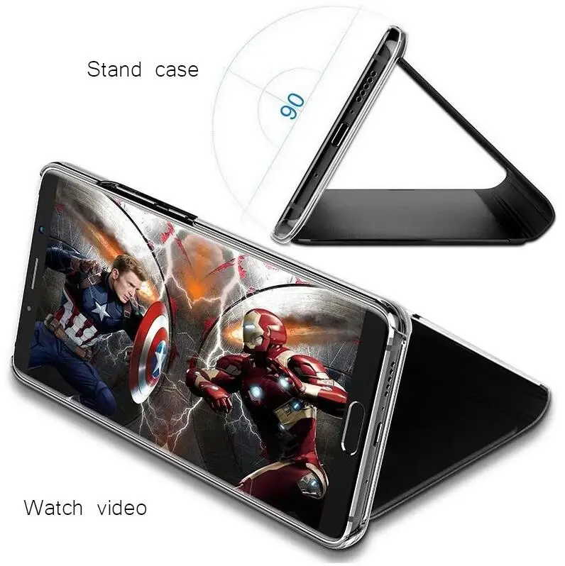 Clear View умный зеркальный Чехол С Откидывающейся Крышкой для Note 9 8 J3 J5 J7 A5 A6 A7 A8 2018
