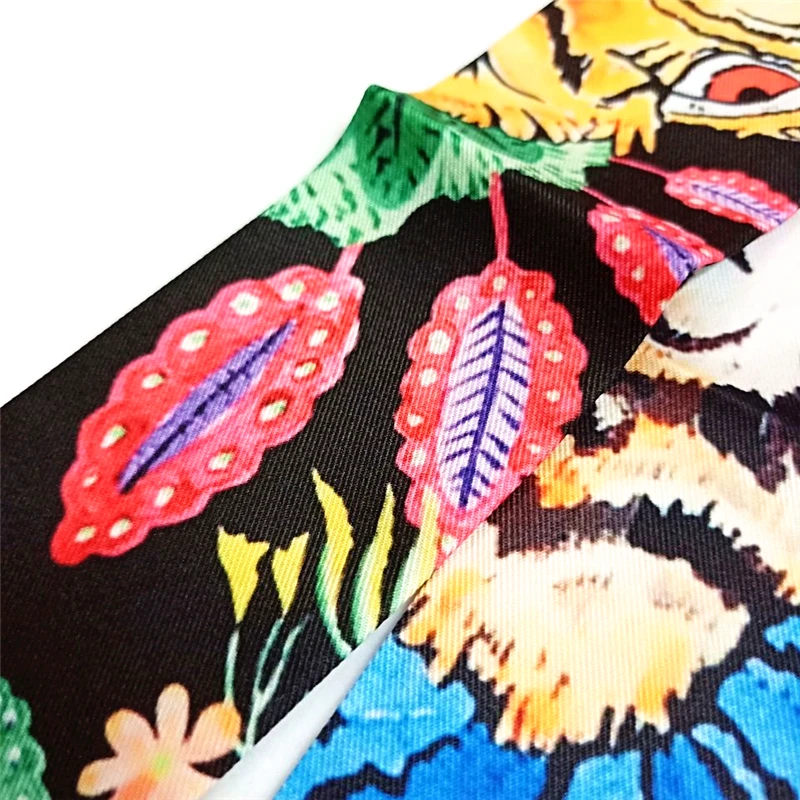 Цветной шелковый шарф с принтом Тигра для женщин, брендовый обтягивающий шарф, модный шарф с ручкой, женские шарфы