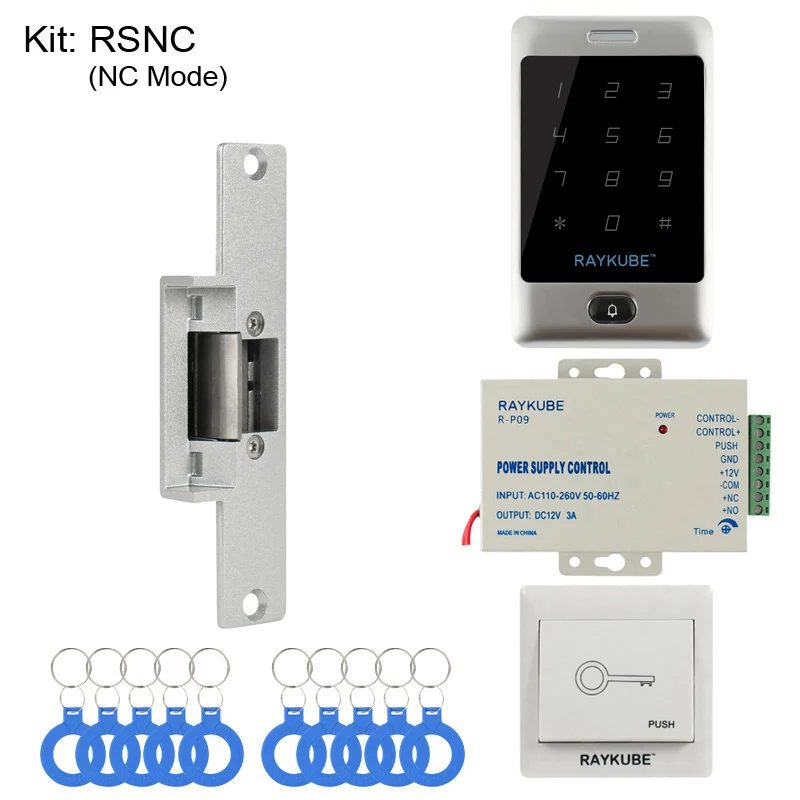 RAYKUBE дверной комплект контроля доступа система с металлической сенсорной клавиатурой RFID ключи электронный комплект замков - Цвет: RSNC