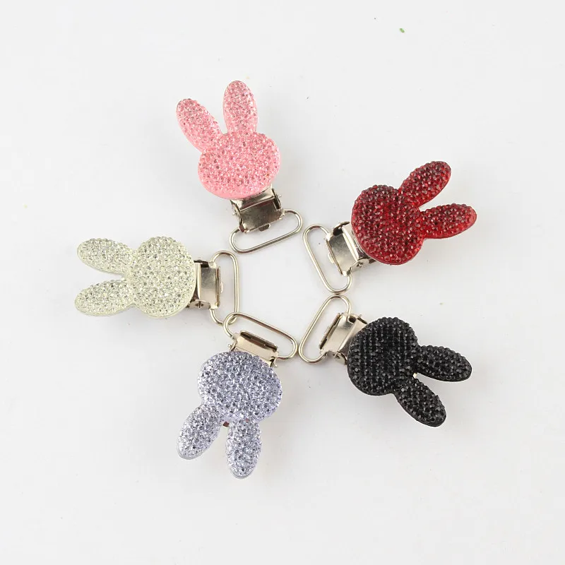 

DIY 5Pcs/Lot Resin Rabbit Shape Baby Pacifier Clips Fit Metal Holders Clasps Baby Product Handmade Pacifier Clip