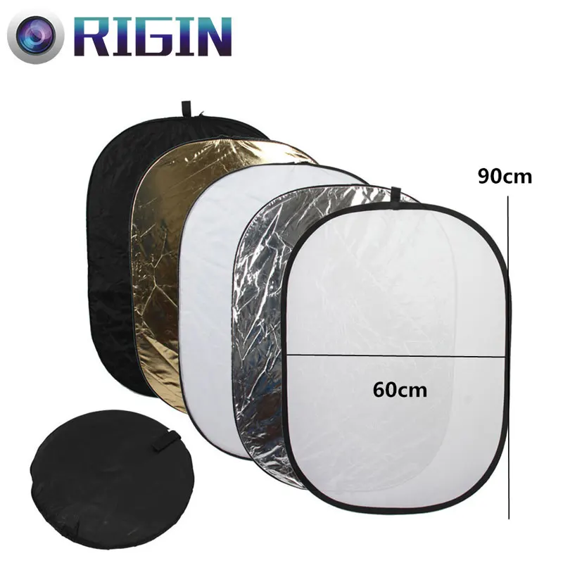 

60*90CM/23"x35" Studio Flash Accessories 5in1 Gold/Silver/Black/White/Translucent Reflector Board Dish Plate For photography