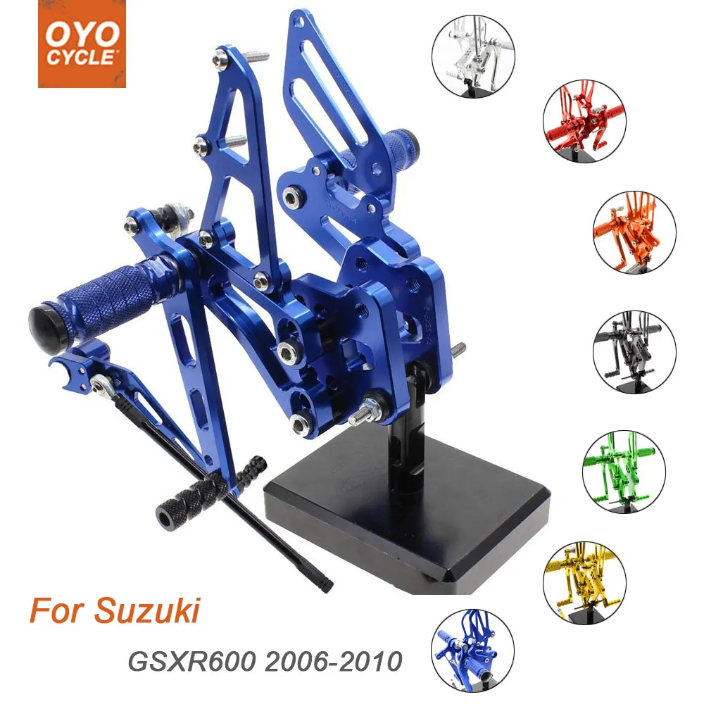 

For Suzuki GSX-R600 2006-2010 Motorcycle Rear Set Accessories CNC Adjustable Rearset Foot Pegs GSXR600 Foot Rests Footpegs