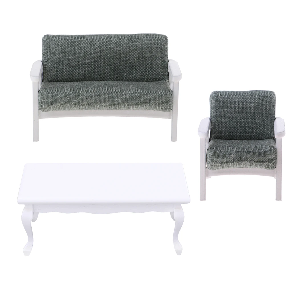 الأوروبية نمط 12th خشبية نهاية الجدول الأريكة مجموعة دمية أثاث غرفة المعيشة المنزل نموذج عرض الحلي