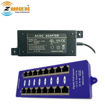 

Security Gigabit PoE injector for CCTV IP camera 8 port passive POE Patch panel 1000Mbps with 48 Volts 60 Watts Power Supply
