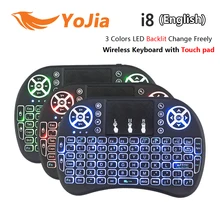 VONTAR i8+ English Russian Backlight Mini Wireless Keyboard 2.4GHz 3 color Touchpad Handheld for Android TV BOX Laptop Backlit