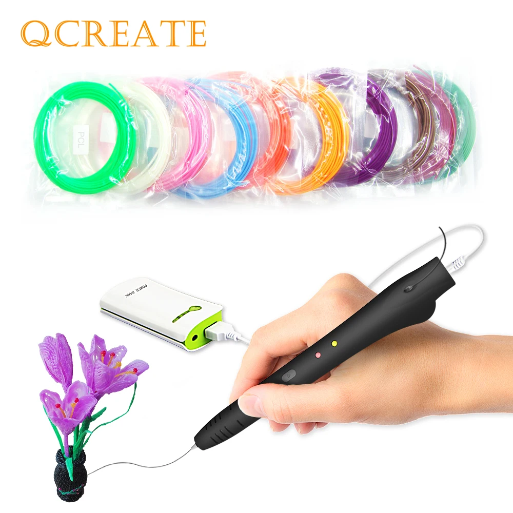 QCREATE QW01-14S 3D Printing Pen Low Temperature 3D Pen For Kids Add 100 Meters 20 Colors PCL Plastic Filament DIY 3D Maker QCREATE QW01-14S 3D Printing Pen Low Temperature 3D Pen For Kids Add 100 Meters 20 Colors PCL Plastic Filament DIY 3D Maker