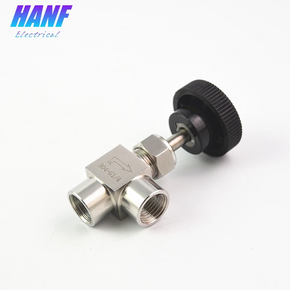 

1pcs BSP 1/4" Female Thread 304 Stainless Steel Needle Valve Right Angle Pattern Plastic Handle for water oil steam