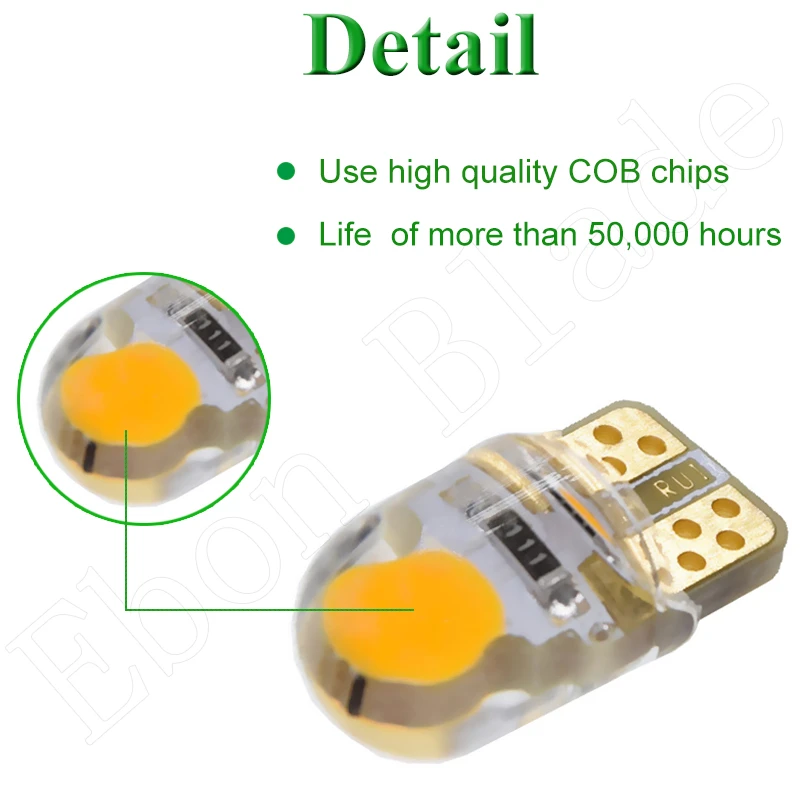 10 шт W5W T10 194 168 LED Янтарный Белый Красный W5W COB светодиодные лампы для салона авто сбоку маркер Включите лампочки 12 V автомобильной