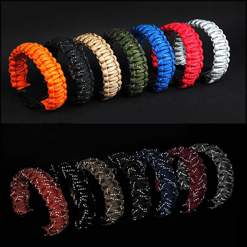 

EDC 3m Nine Core Reflective Paracord Escape Emergency Glowing Plaited Umbrella Rope Survival Life Saving Bracelet With Whistle