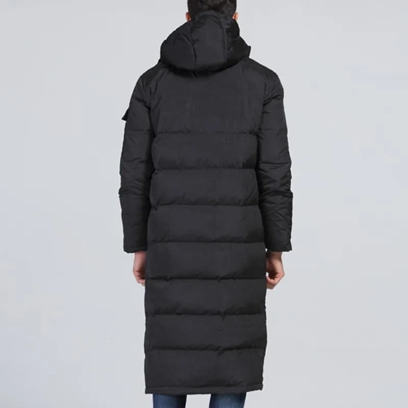 Лидирующий бренд, зимнее мужское теплое длинное пальто с капюшоном, хлопковый пуховик, Повседневная Свободная парка, негабаритная черная ветровка, мужские пальто