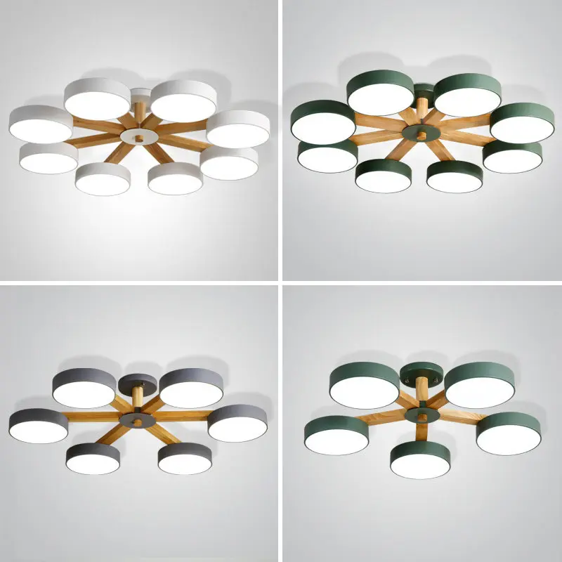

Modern Nordic ceiling Lights macaron Color simple design Ceiling Lamp 8 arm Fixture For Living Room Bedroom round corridor lamp
