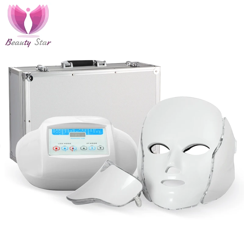 3 Color Photon LED Infrared Facial Neck Mask Skin Microcurrent Massager Rejuvenation Anti-Aging Beauty Therapy Home Use Clinic