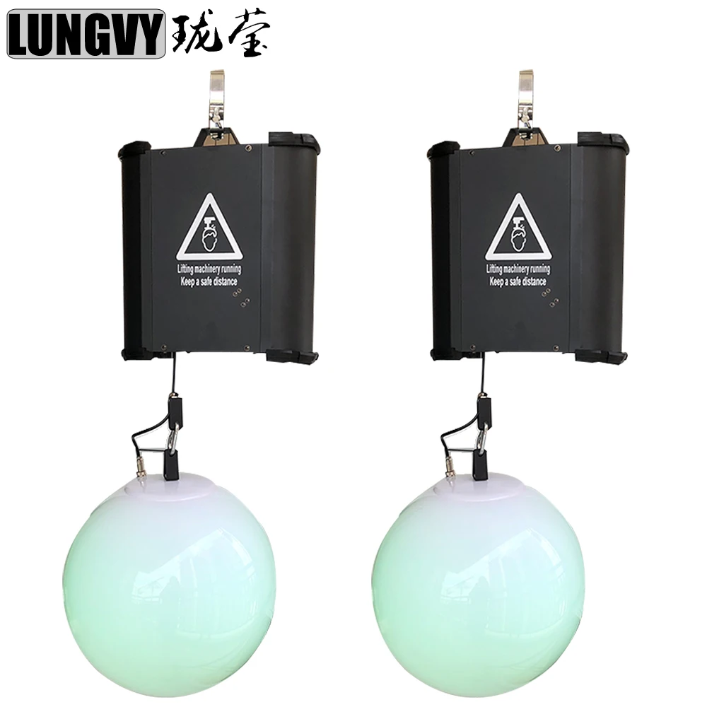 

Free Shipping 2pcs/lot 120W 12x3W Up Down Hanging LED Ball Light DMX RGB Colorful Led Lift Ball Kinetic Lighting