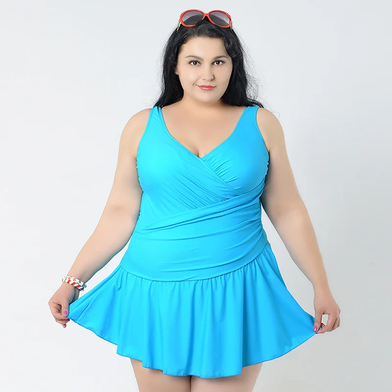 2XL 6XL большой размер одежда для плавания одна часть плюс женская 2017 Однотонная