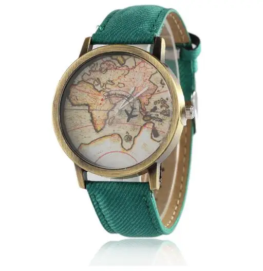 

2019 Cowboy strap Map Watch By Plane Watches Women Men Denim Fabric Quartz Watch 9 color sports watches free shipping