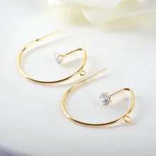 6pcsheight 30 ミリメートル 24 18kゴールドカラー真鍮ホワイトジルコニアラウンドイヤリングフック高品質アクセサリージュエリーrecognitions(China)