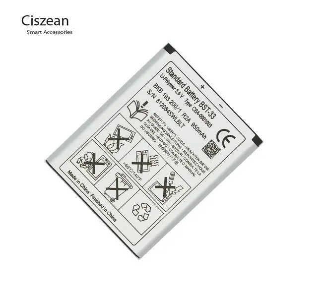 Ciszean BST-33 950 мА/ч, сменная батарея для мобильного телефона для K530 K790 K790i K790C K800 K800i K810i K818C W595C T700 C702 G705 10 шт