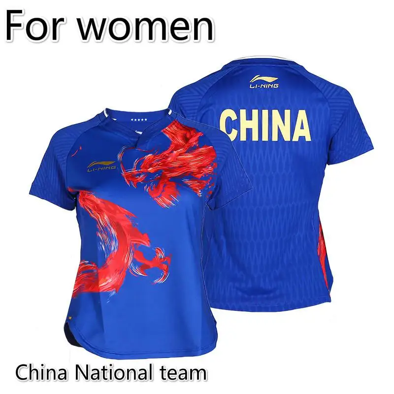 Li-ning одежда для настольного тенниса, сборная Мужская и женская спортивная одежда с коротким рукавом для соревнований по настольному теннису - Цвет: AAYP074-3