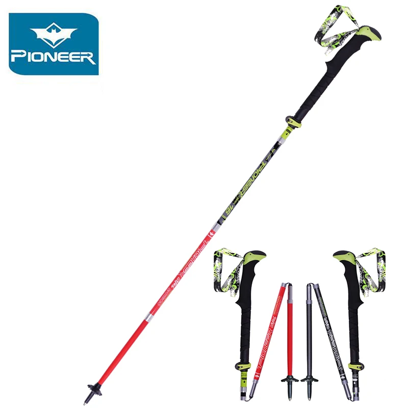 Pioneer Nordic Walking Stick 100% Pólos Trekking Carbono Ultraleve Varas Pólo Caminhadas Bengala Dobrável Ajustável