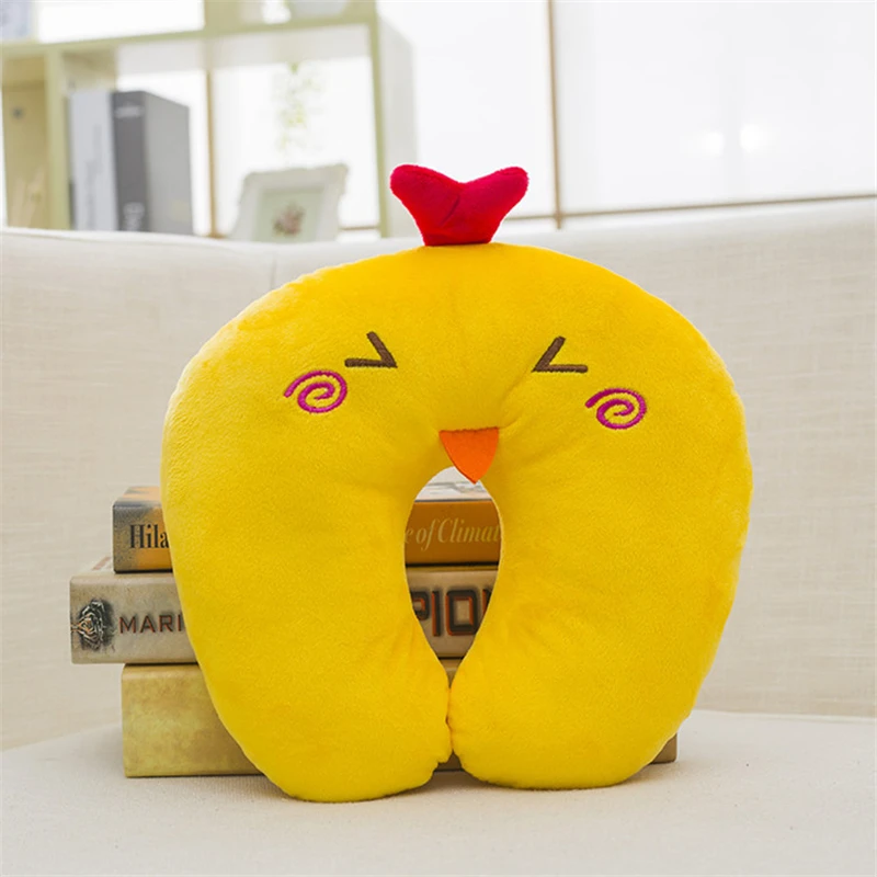 

Comfortable Cute Chicken Cartoon U Shaped Neck Travel Pillow Automatic Neck Support Head Rest Cushion Random Color